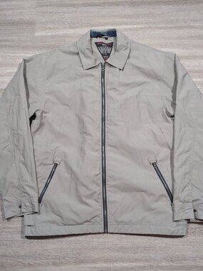 Scottevest Tec Jacket Men's Large Full Zip Grey Plaid Cotton Nylon Pockets